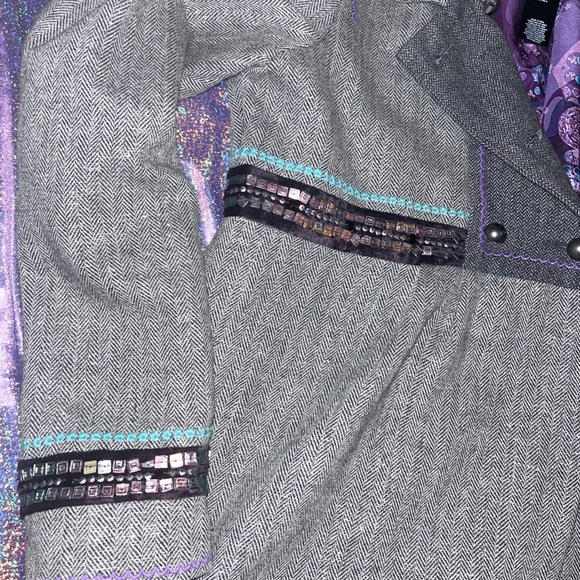 Custo Barcelona size 38 gray tweed embellished - Picture 2 of 8